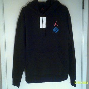 Jordan Men’s Black Pullover Hoodie with Red and Blue Accents